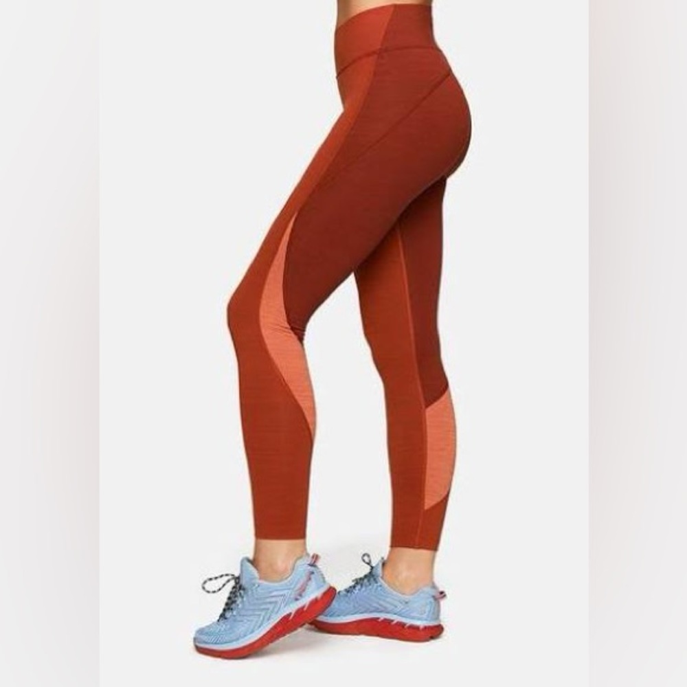 Outdoor Voices Tech Sweat Leggings in Orange and Red